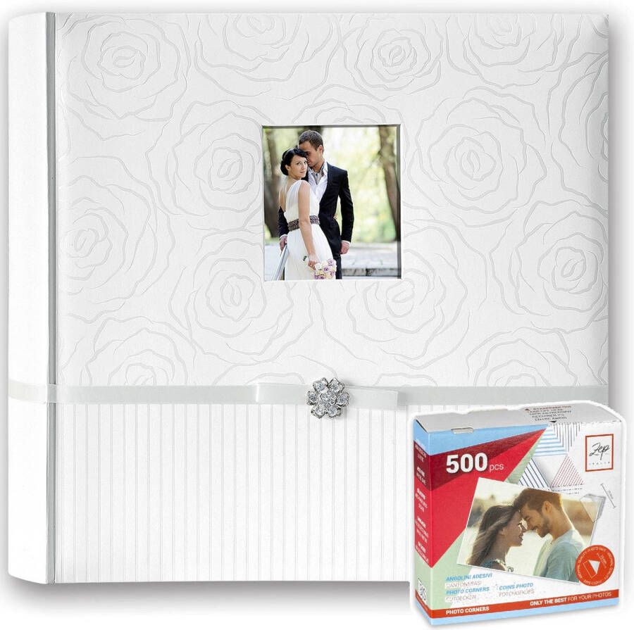 ZEP Luxe fotoalbum Annabella bruiloft huwelijk met 50 paginas wit 32 x 32 x 6 cm inclusief plakkers Fotoalbums