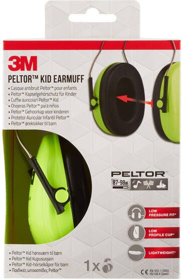 3M Oorkap Peltor voor kinderen H510AK (87-98 dB) neongroen