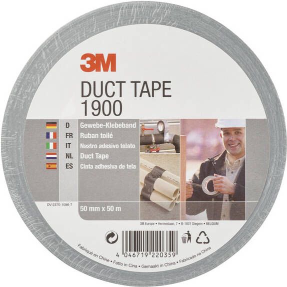 Scotch Plakband 3M 1900 Duct Tape 50mmx50m zilver