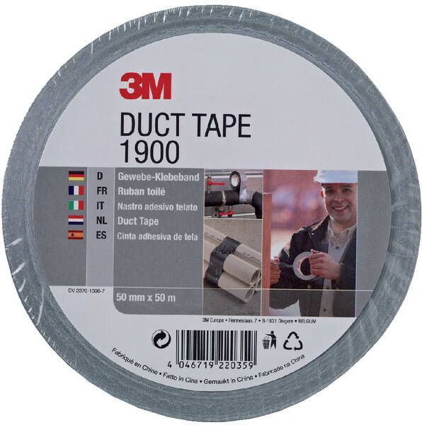 Scotch Plakband 3M 1900 Duct Tape 50mmx50m zilver