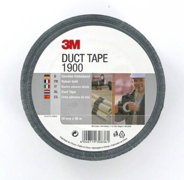 Scotch Plakband 3M 1900 Duct Tape 50mmx50m zwart