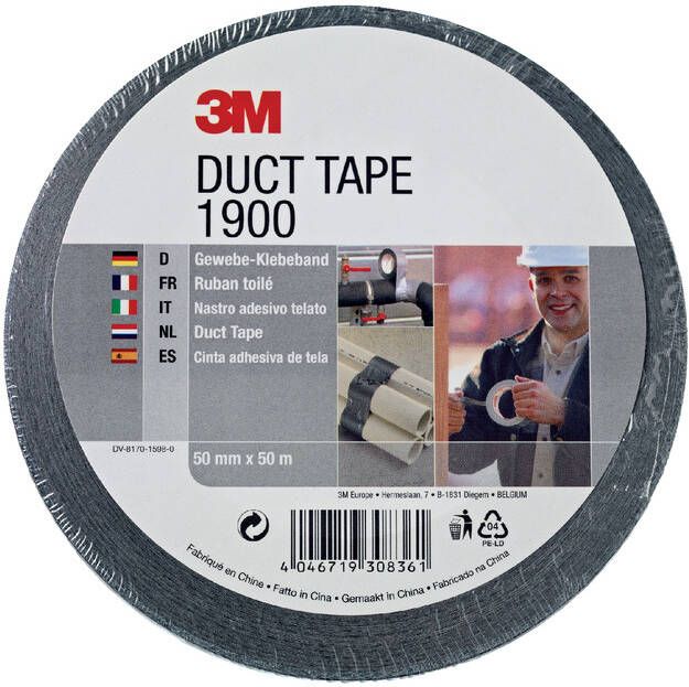 Scotch Plakband 3M 1900 Duct Tape 50mmx50m zwart