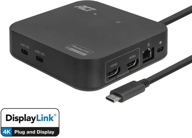 ACT Dockingstation USB-C Dual Monitor met Power Delivery