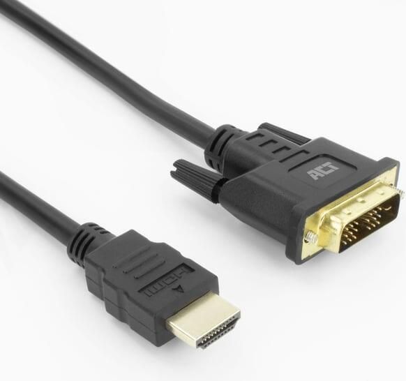 ACT Kabel HDMI DVI 18+1 pin M M zwart 2 meter