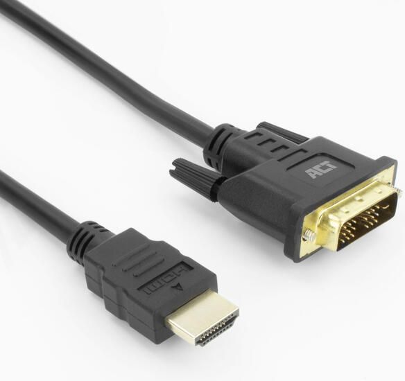 ACT Kabel HDMI DVI 18+1 pin M M zwart 2 meter