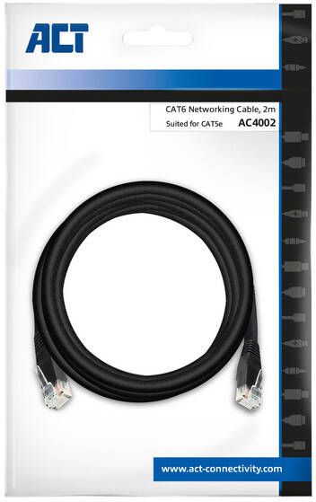 ACT AC4002 netwerkkabel Zwart 2 m Cat6 U UTP (UTP) (AC4002)
