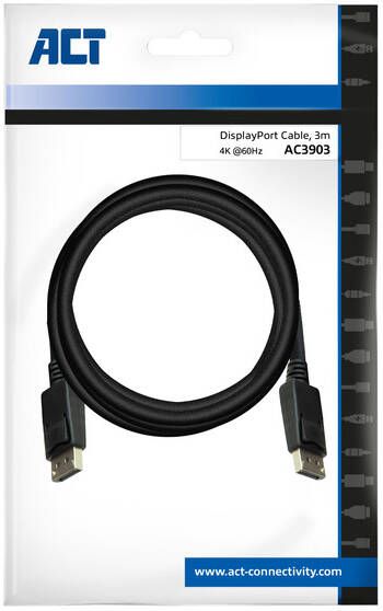 ACT AC3903 DisplayPort kabel 3 m Zwart (AC3903)
