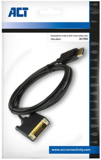 ACT AC7505 video kabel adapter 1 8 m DisplayPort DVI Zwart (AC7505)