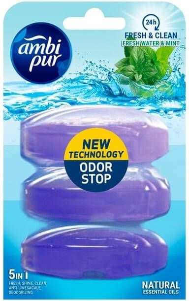 Ambi Pur Toiletblok navulling Fresh Water & Mint 3x55ml