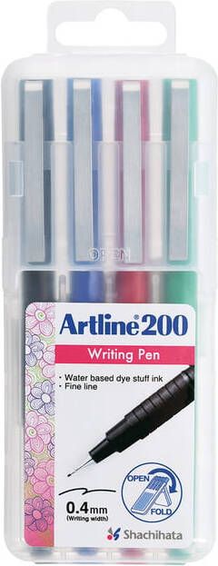 Artline Fineliner 200 rond fijn asssorti 4 stuks