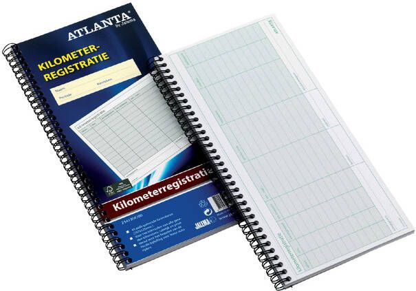 Atlanta Kilometer registratieboek 40x2vel met spiraal