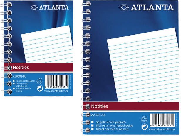 Atlanta Notitieboek A6 lijn 100blz met zijspiraal