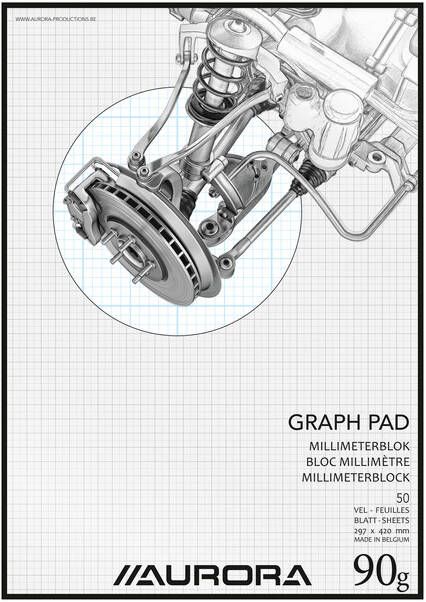 Aurora millimeterpapier ft A3 blok van 50 vel