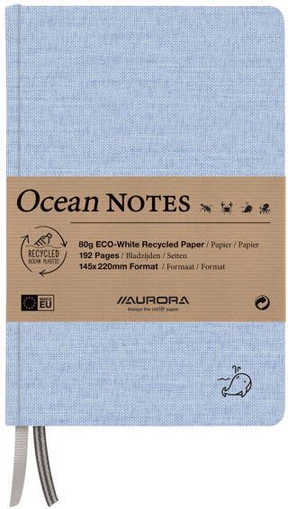 Aurora Notitieboek Ocean A5 192blz lijn 80gr linnenstructuur kaft blauw