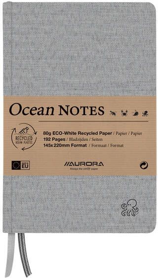 Aurora Notitieboek Ocean A5 192blz lijn 80gr linnenstructuur kaft grijs