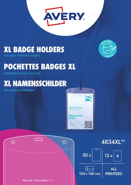 Avery grote badge ft 10 5 x 14 8 cm inclusief inserts doos van 50 stuks - Foto 2