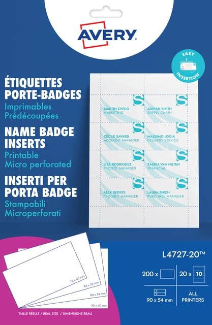 Avery Badgekaart L4727-20 54x90mm microperforatie 20 vel