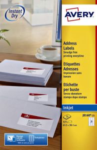 Avery J8160-10 adresetiketten ft 63 5 x 38 1 mm (b x h) 210 etiketten wit