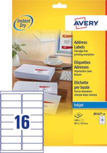AVERY Adresetiketten 99 1 x 33 9 mm wit Inkjetprinter permanent klevend J8162-100