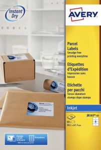 Avery Witte etiketten QuickDry doos van 10 blad ft 99 1 x 67 7 mm (b x h) 80 stuks 8 per blad Met ...