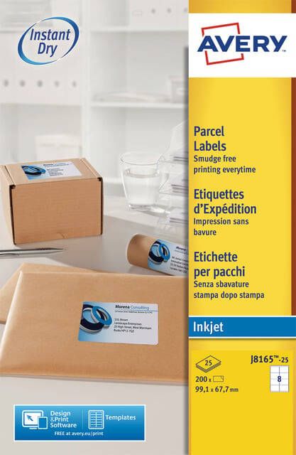 Avery Etiket J8165-25 99.1x67.7mm wit 200 etiketten