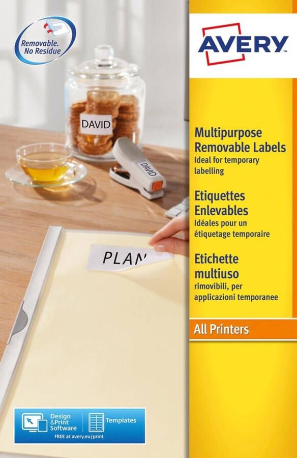 Avery Etiket L4733REV-25 99.1x139mm afneembaar wit 100stuks