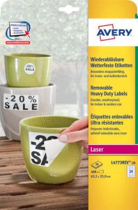 Avery Zweckform Avery afneembare weerbestendige etiketten Ft 63 5 x 33 9 mm (b x h) wit doos van 480 etiketten