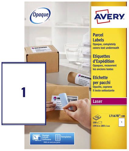Avery Etiket L7167B-100 199.6x289.1mm blockout 100stuks