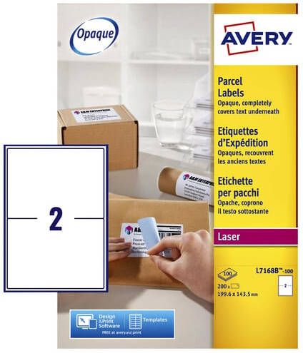 AVERY BlockOutâ¢ verzendetiketten 199 6 x 143 5 mm wit Laserprinter permanent klevend L7168B-100
