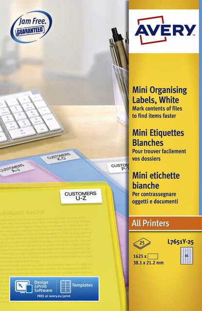 Avery afneembare neon etiketten ft 38 1 x 21 2 mm (b x h) doos van 25 blad 1625 stuks neongeel