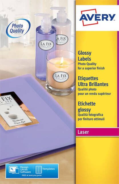 AVERY Etiketten hoogglanzend ft 210 x 297 mm (b x h) doos van 40 blad 40 stuks