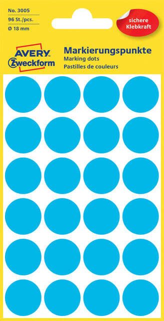 Avery Zweckform Avery Ronde etiketten diameter 18 mm blauw 96 stuks