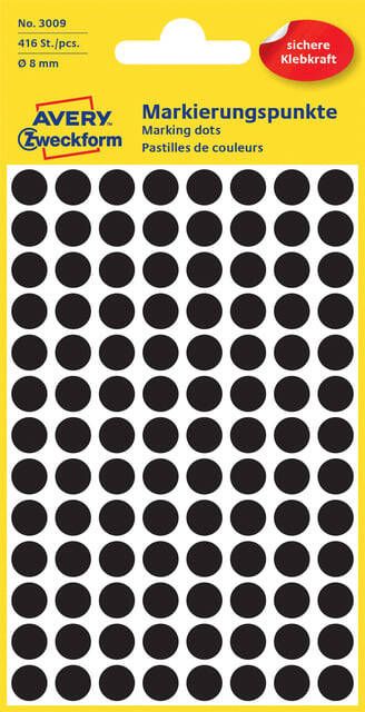 Avery Zweckform Avery Ronde etiketten diameter 8 mm zwart 416 stuks