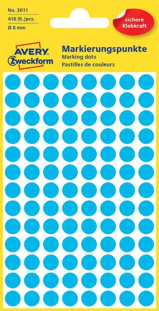 Avery Zweckform Avery Ronde etiketten diameter 8 mm blauw 416 stuks