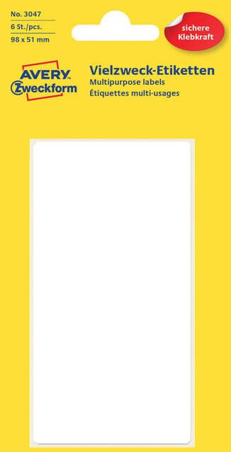 AVERY Handbeschrijfbare etiketten 98 x 51 mm wit handbeschrijfbaar permanent klevend 3047