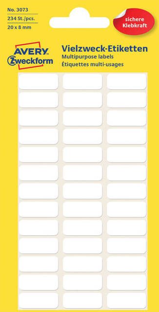Avery Zweckform Avery Witte etiketten ft 20 x 8 mm (b x h) 234 stuks