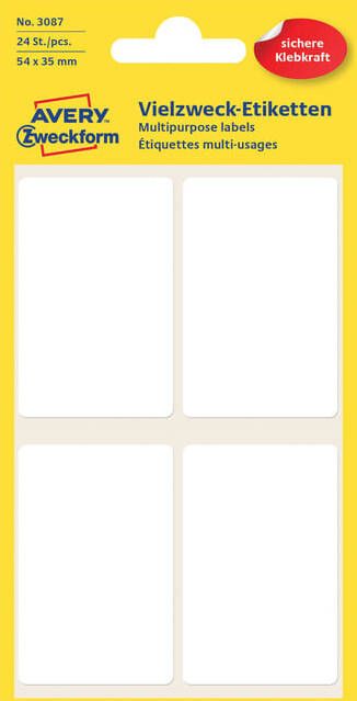 AVERY Handbeschrijfbare etiketten 54 x 35 mm wit handbeschrijfbaar permanent klevend 3087