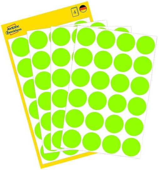 Avery Zweckform Avery Ronde etiketten diameter 18 mm lichtgroen 96 stuks