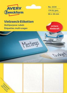 AVERY Handbeschrijfbare etiketten 66 x 38 mm wit handbeschrijfbaar permanent klevend 3334