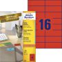 AVERY Gekleurde etiketten 105 x 37 mm rood Inkjetprinter Laserprinter Kopieerapparaat permanent klevend 3452 - Thumbnail 1