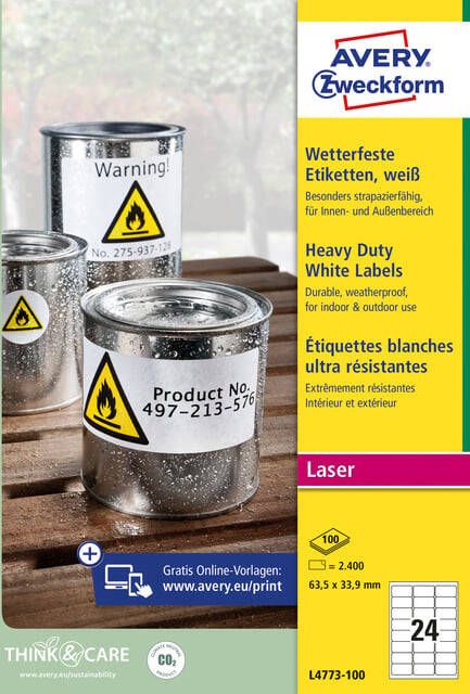 Avery Zweckform Avery weerbestendige etiketten ft 63 5 x 33 9 mm wit doos van 2.400 etiketten