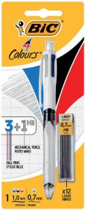 Bic 4 Colours 3 + 1 HB balpen 0 32 mm 3 klassieke inktkleuren en een vulpotlood 0 7 mm HB op blister