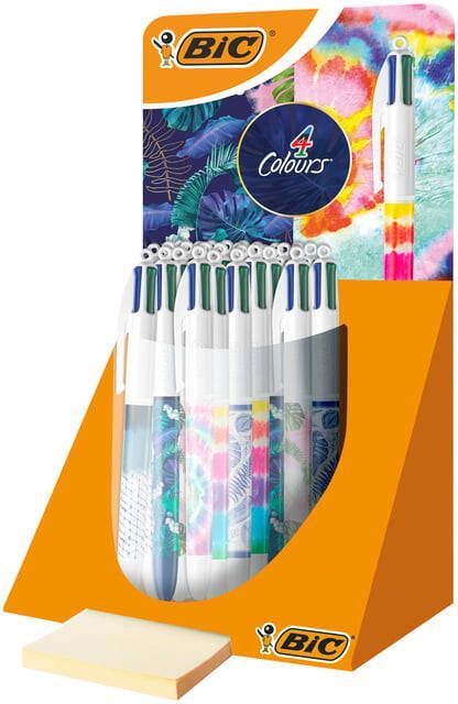 Bic Balpen 4kleuren medium Botonical&Tie Dye