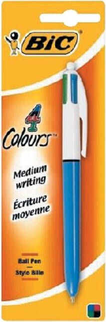 Bic 4 Colours Original 4-kleurenbalpen medium klassieke inktkleuren lichaam blauw op blister