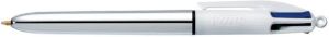 Bic 4 Colours Shine balpen 0 32mm 4 klassieke inktkleuren lichaam zilver