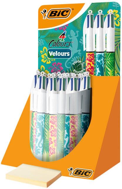 Bic Balpen 4kleuren velours medium assorti