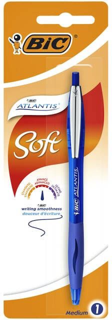 Bic Balpen Atlantis soft metalen clip clic medium blauw bisterà 1st