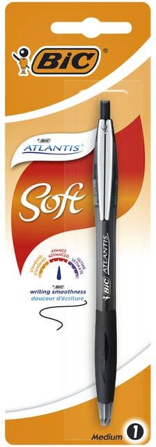 Bic Balpen Atlantis soft metalen clip clic medium zwart bisterà 1st