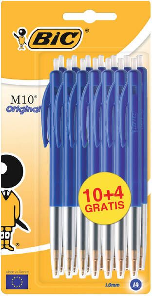 Bic Balpen M10 blauw medium blisterÃƒÆ 10+4 gratis
