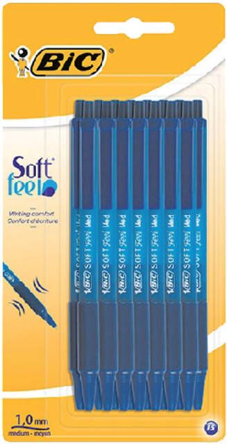 Bic Balpen soft feel clic Grip blauw medium blister Ã  15 stuks